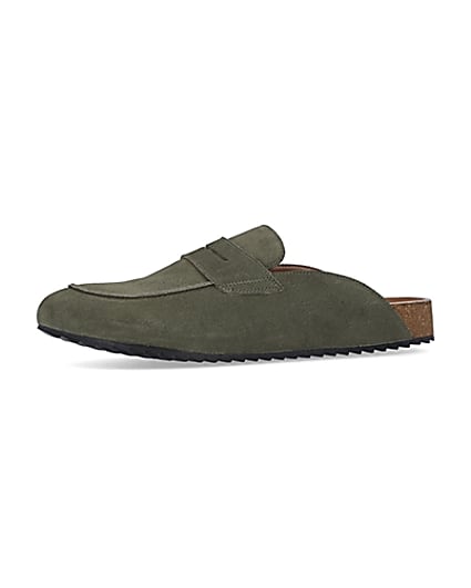 360 degree animation of product Green suede Loafers frame-2