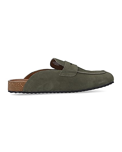 360 degree animation of product Green suede Loafers frame-14