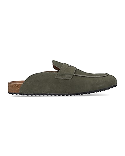 360 degree animation of product Green suede Loafers frame-15