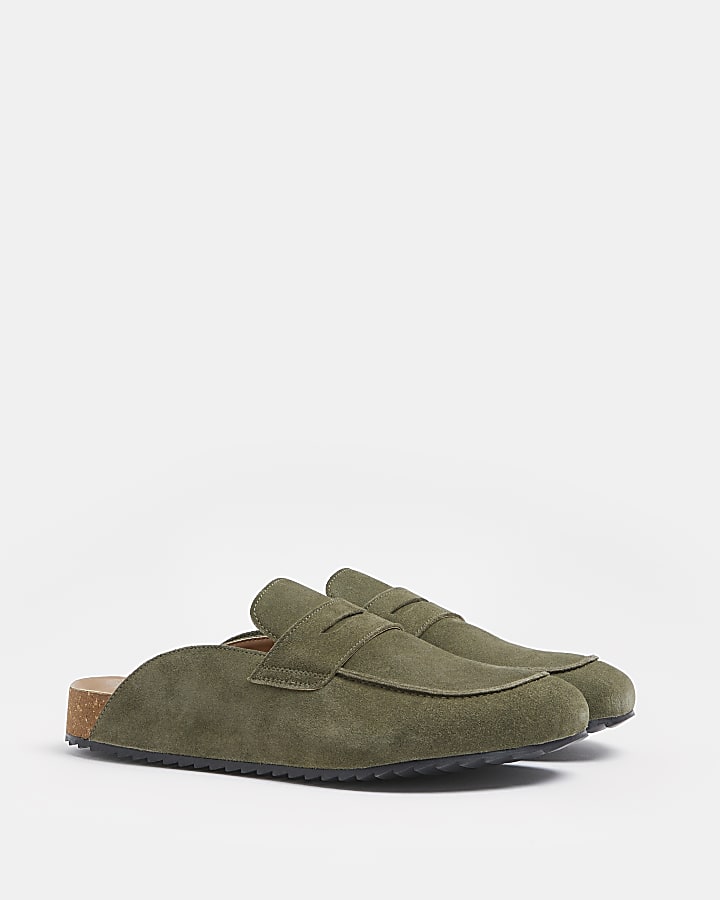Green suede Loafers