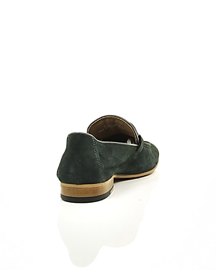 360 degree animation of product Green suede snaffle loafers frame-14