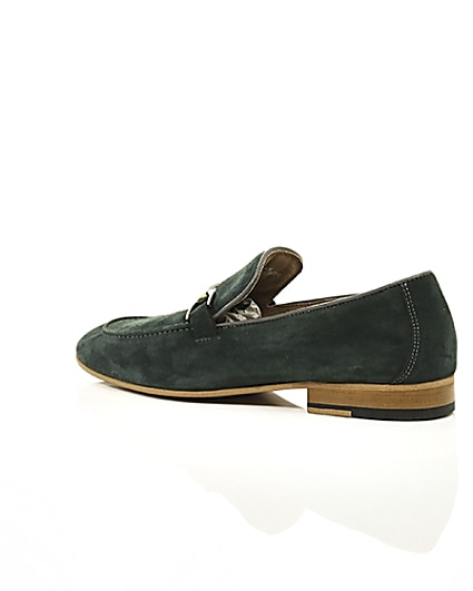 360 degree animation of product Green suede snaffle loafers frame-19
