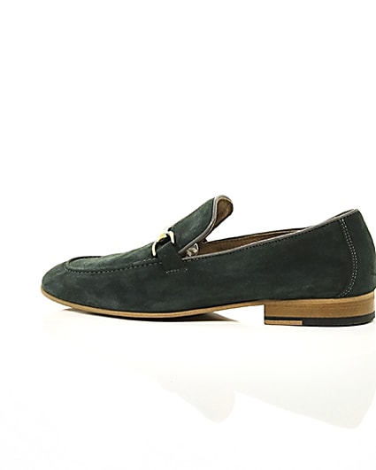 360 degree animation of product Green suede snaffle loafers frame-20