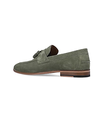 360 degree animation of product Green Suede Tassel Loafers frame-5