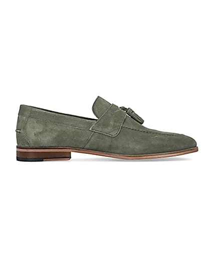 360 degree animation of product Green Suede Tassel Loafers frame-15