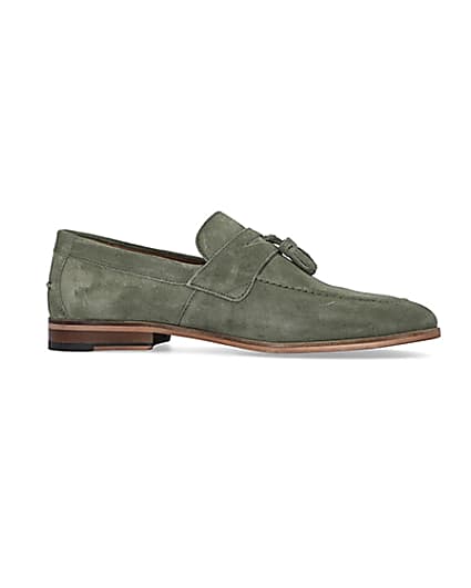 360 degree animation of product Green Suede Tassel Loafers frame-16