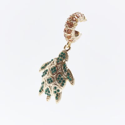 Green Turtle Drop Hoop Earrings