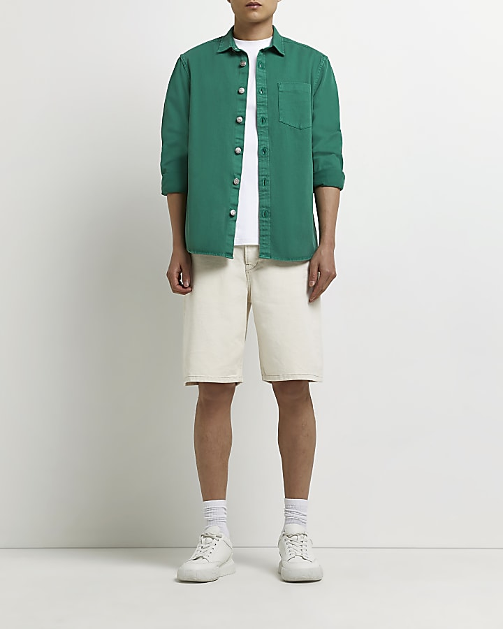 Green twill Regular fit overshirt