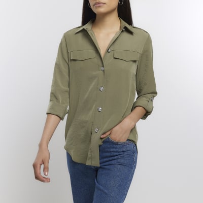 Green utility pocket shirt