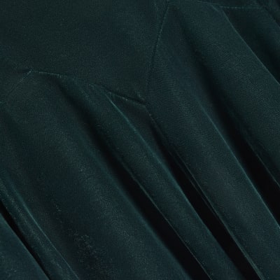 River island green velvet dress sales