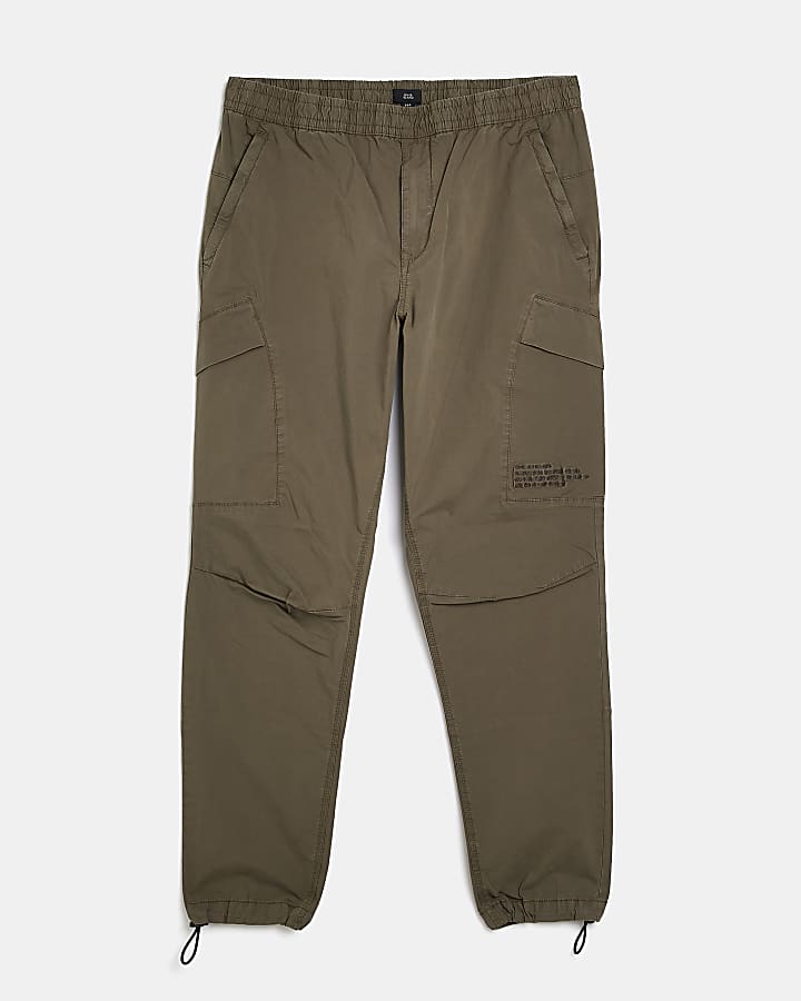 Green washed regular fit cargo trousers