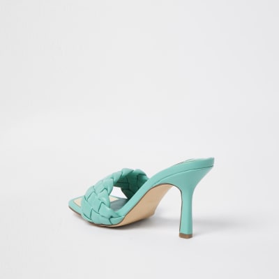 Green wide fit woven mule