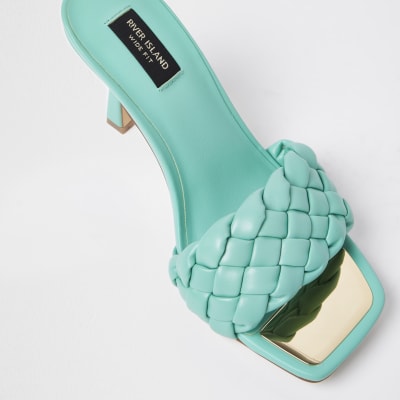 Green wide fit woven mule