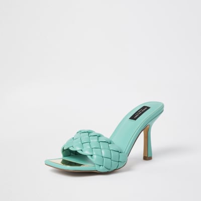 Green wide fit woven mule