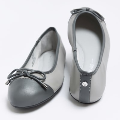 Grey ballet pumps River Island