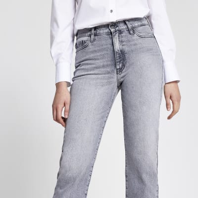 Grey Blair high rise straight jeans