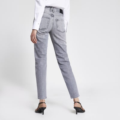 Grey Blair high rise straight jeans
