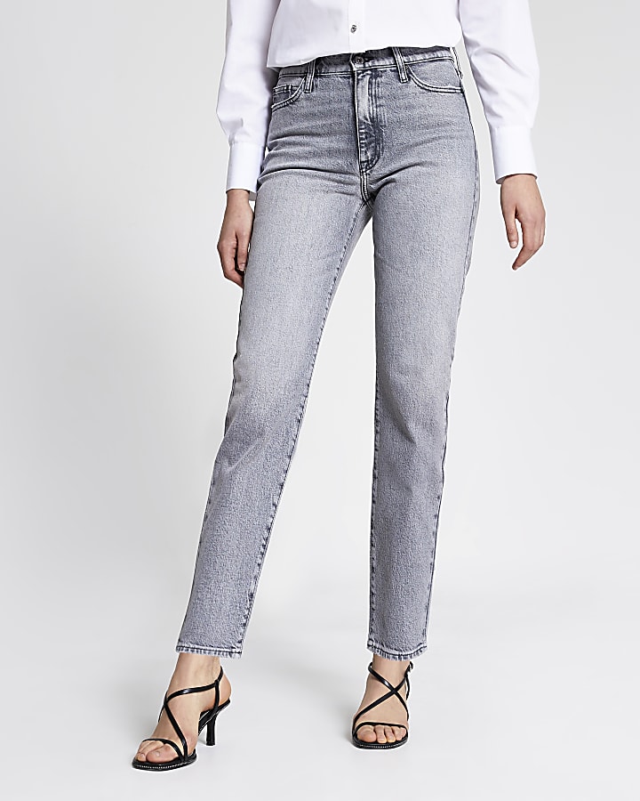Grey Blair high rise straight jeans