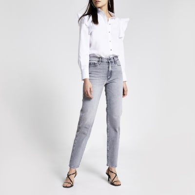 grey straight jeans