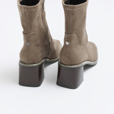 Grey block heel boot best sale