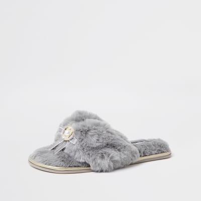 river island fluffy slippers