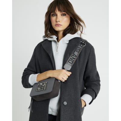 Grey Branded Cross Body Bag