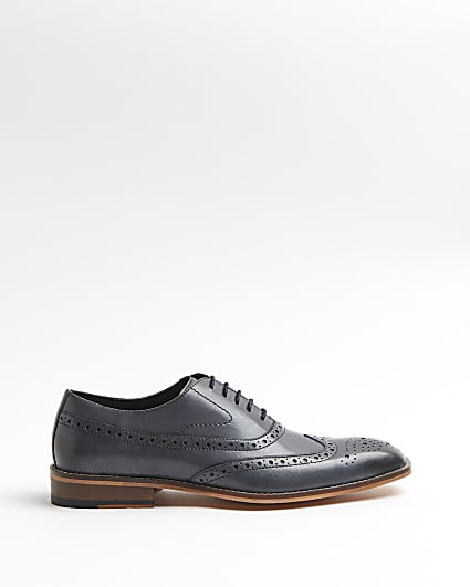 Grey brogue lace up shoes