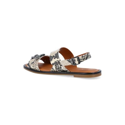 360 degree animation of product Grey buckle flat sandals frame-5