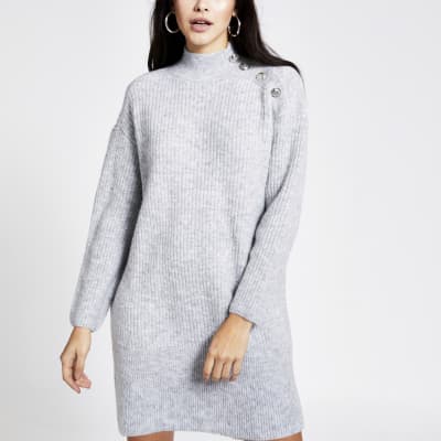 grey knitted dress uk