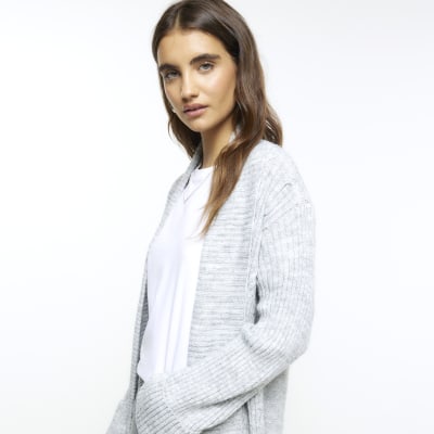 Grey cable knit longline cardigan River Island