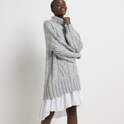 Women's Grey Lagon Knitted Jumper Dress