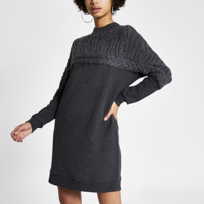 river island grey jumper dress
