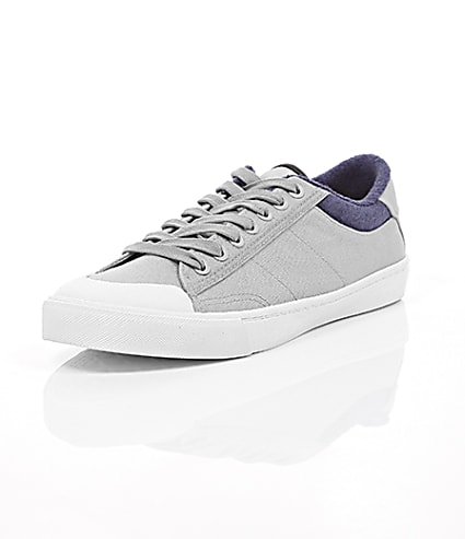 360 degree animation of product Grey canvas plimsolls frame-1