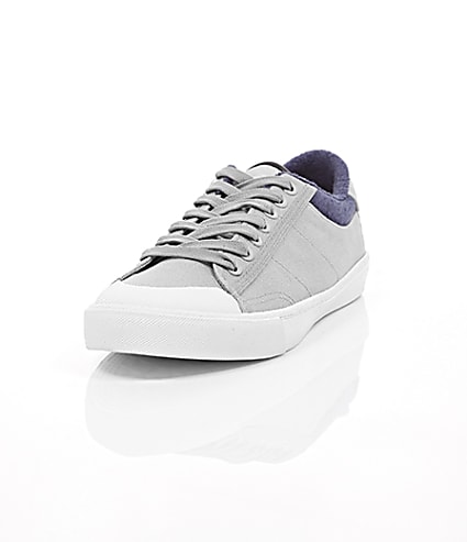 360 degree animation of product Grey canvas plimsolls frame-2