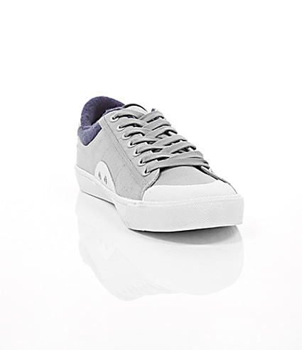 360 degree animation of product Grey canvas plimsolls frame-5