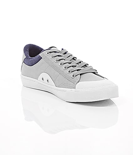 360 degree animation of product Grey canvas plimsolls frame-6
