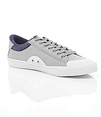 360 degree animation of product Grey canvas plimsolls frame-7