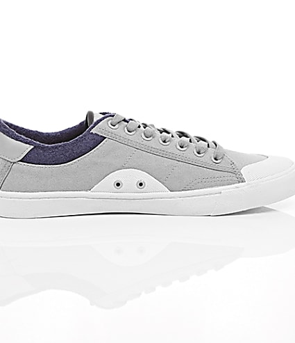 360 degree animation of product Grey canvas plimsolls frame-10