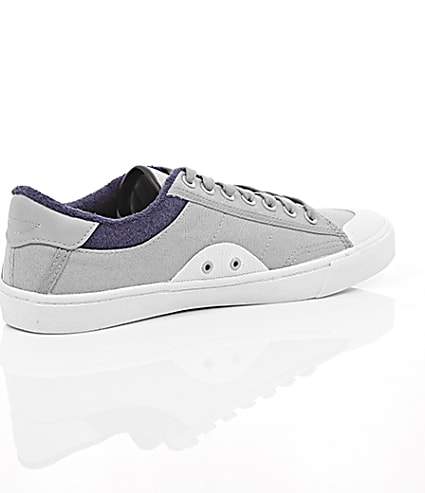 360 degree animation of product Grey canvas plimsolls frame-12
