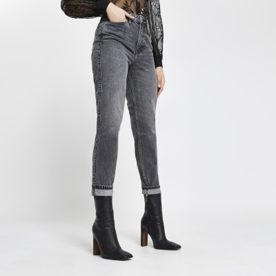 Grey Carrie high rise mom jeans | River Island