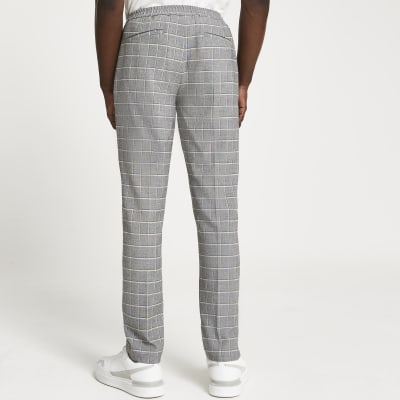 river island smart joggers in grey check