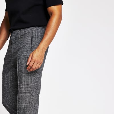 river island smart joggers in grey check