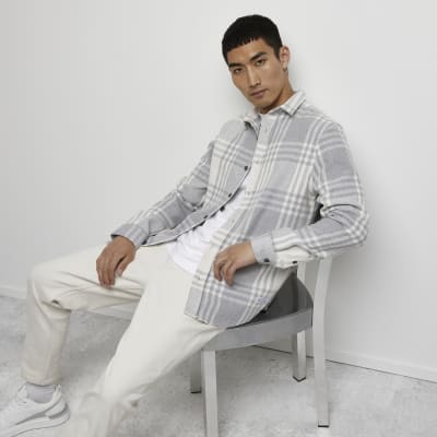 Grey check shacket | River Island