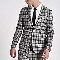 Grey check skinny fit smart blazer