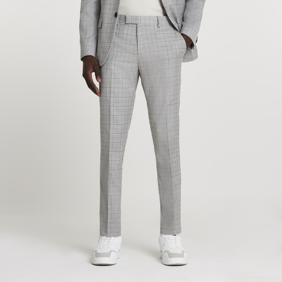 grey check trousers mens