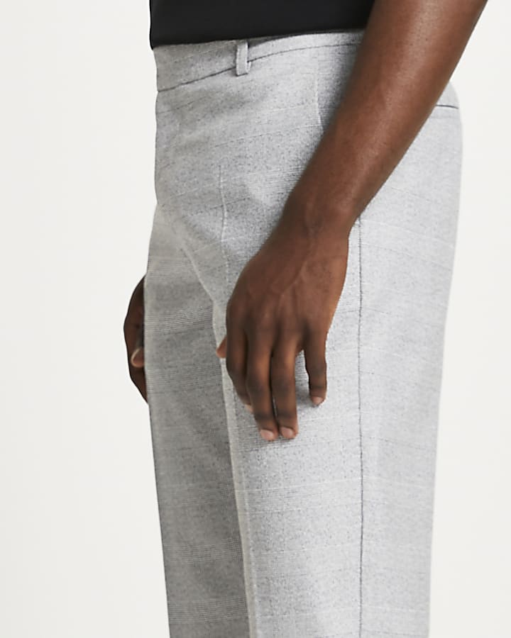 Grey check skinny fit trousers