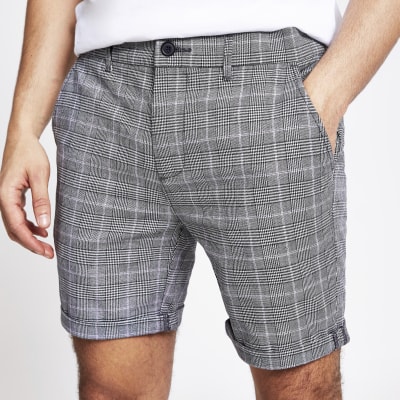 mens checked chino shorts