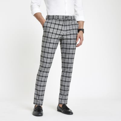 Grey check skinny smart trousers