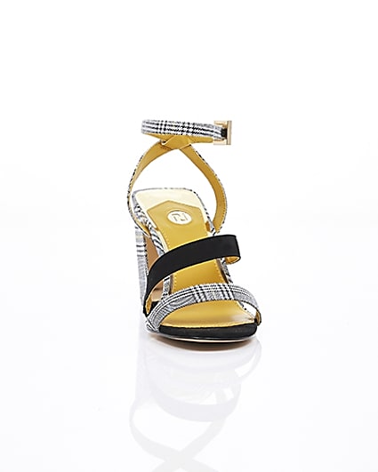 360 degree animation of product Grey check strappy asymmetric sandals frame-5
