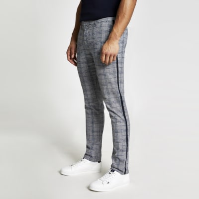 mens checked jogger trousers